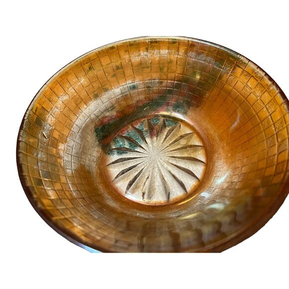 Vintage Carnival Glass Marigold Basketweave Iridescent Set of 6 Bowls - Picture 3 of 5